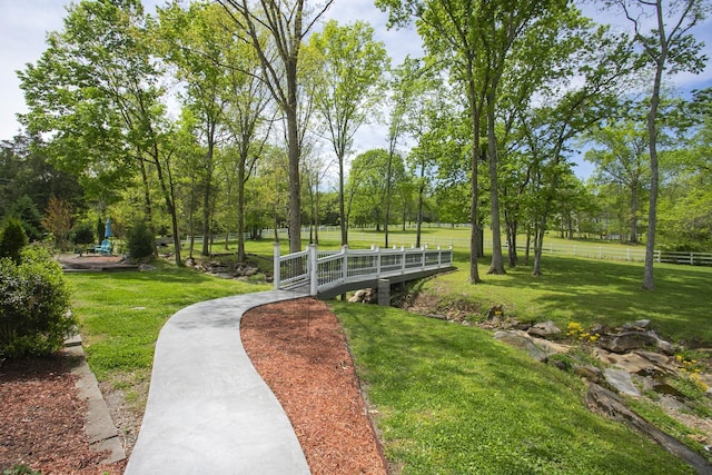 view of home's community with a lawn