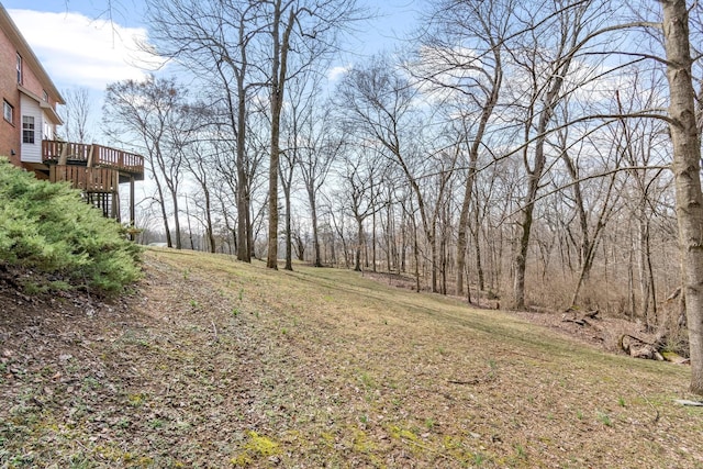 view of yard featuring a deck