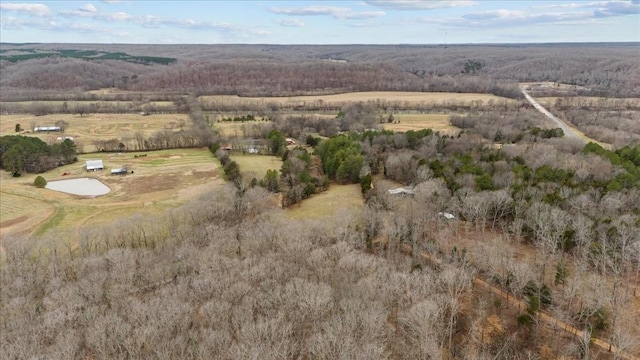 drone / aerial view featuring a rural view