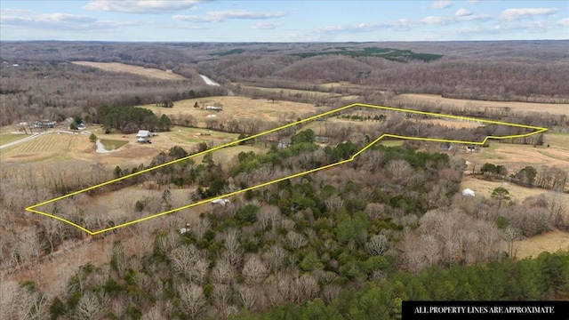 aerial view featuring a rural view