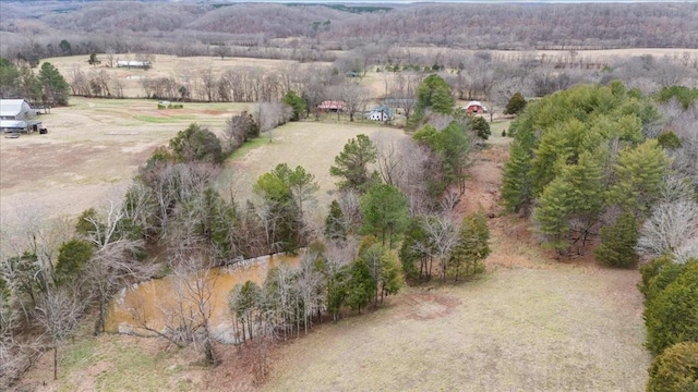 birds eye view of property featuring a rural view