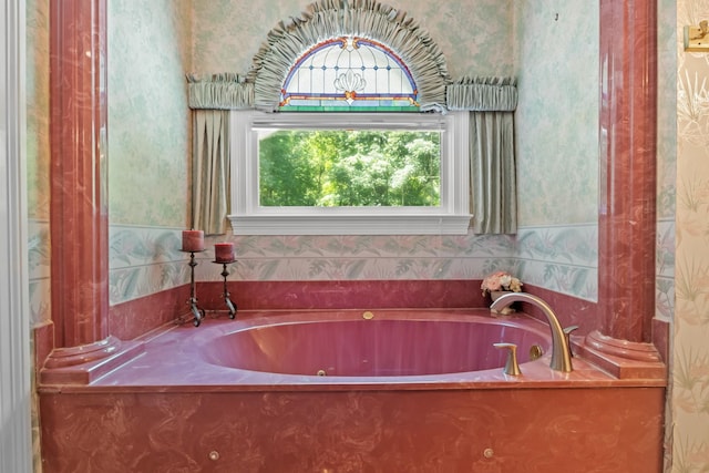 bathroom featuring a washtub