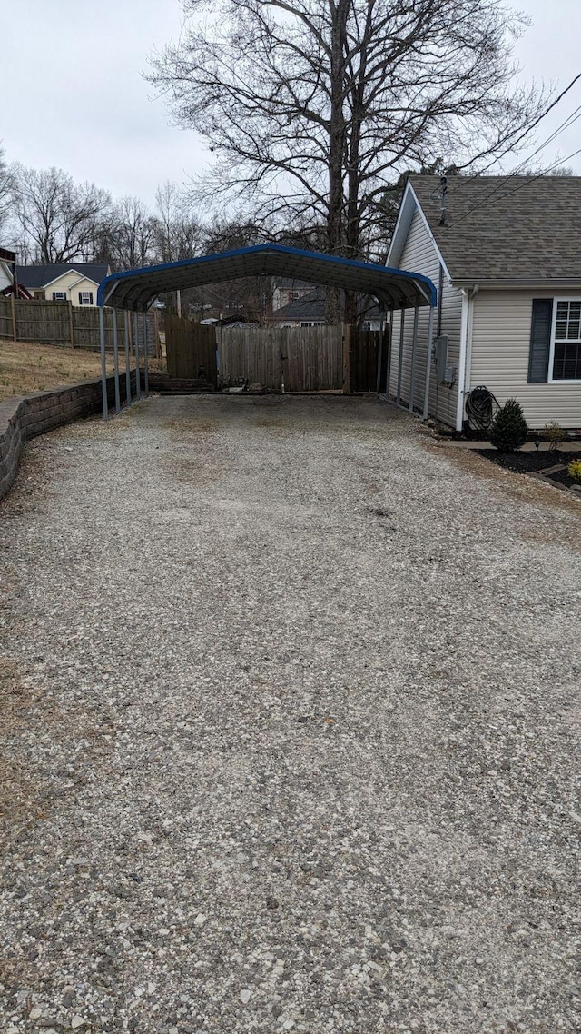 view of yard featuring a carport