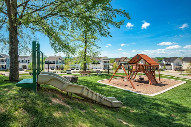 view of play area with a lawn