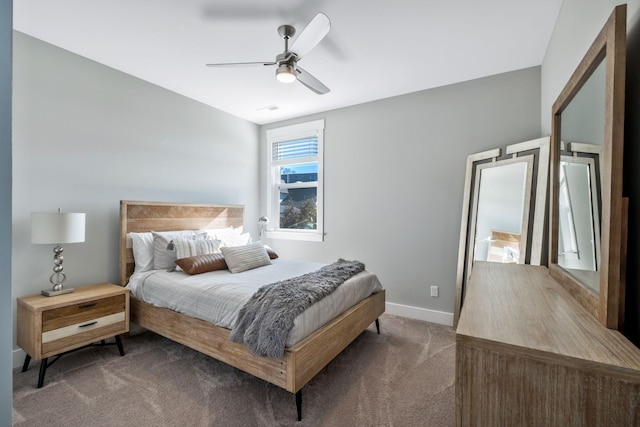 bedroom with carpet and ceiling fan