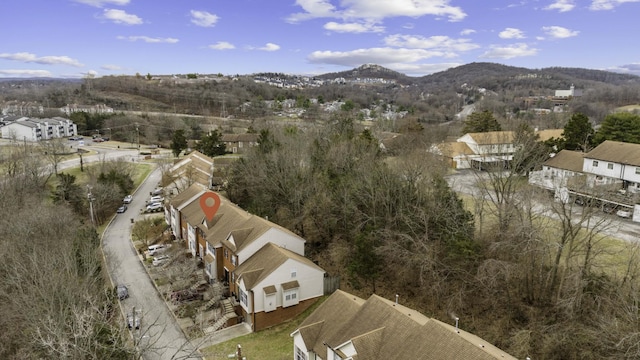 drone / aerial view with a mountain view