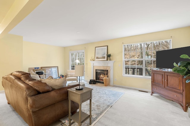 carpeted living room with plenty of natural light