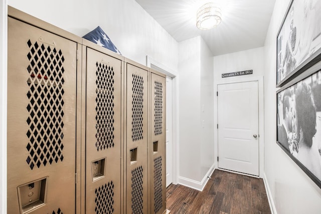 hallway featuring dark wood-type flooring