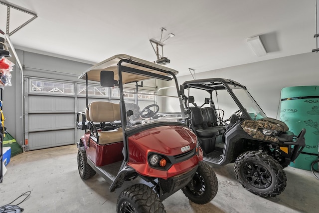 garage with a garage door opener