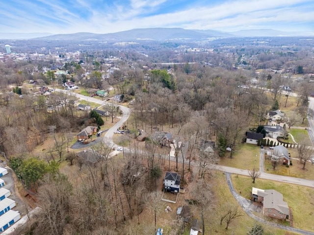 aerial view with a mountain view