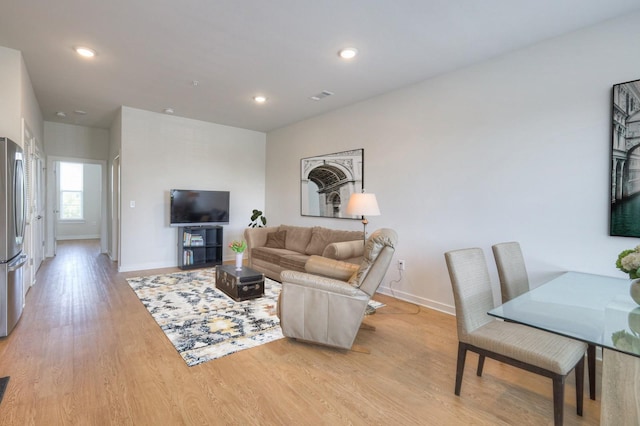 living room featuring light hardwood / wood-style flooring