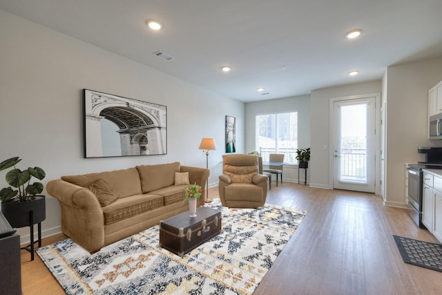 living room featuring light hardwood / wood-style flooring