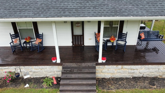 wooden deck with covered porch