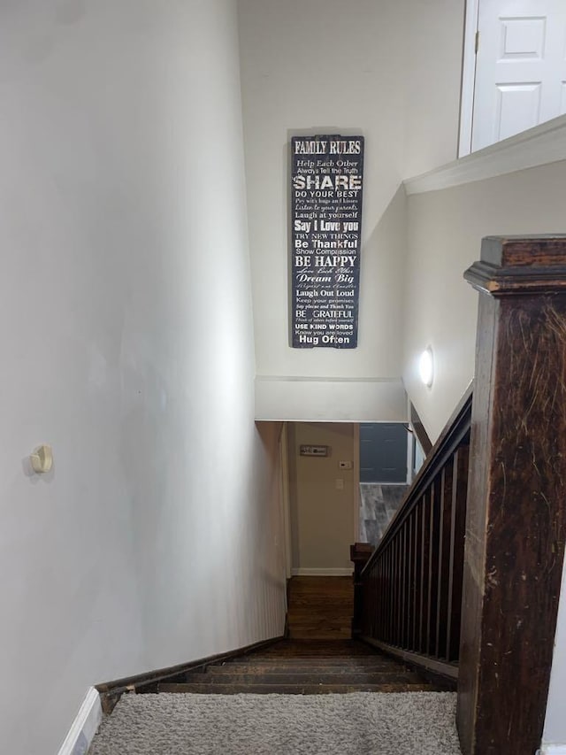 stairs with wood-type flooring