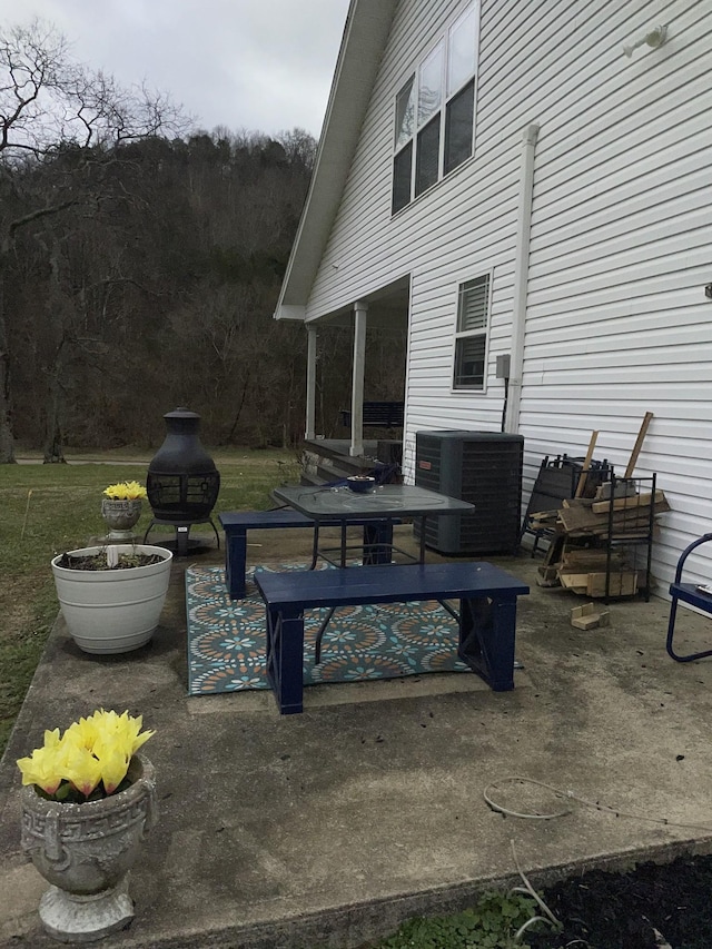 view of patio featuring central air condition unit