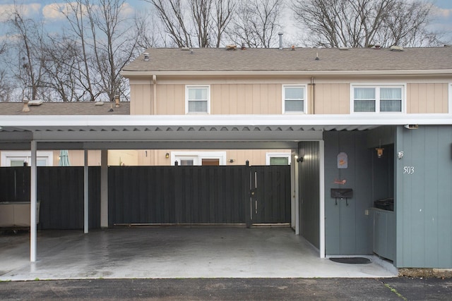 exterior space featuring a carport