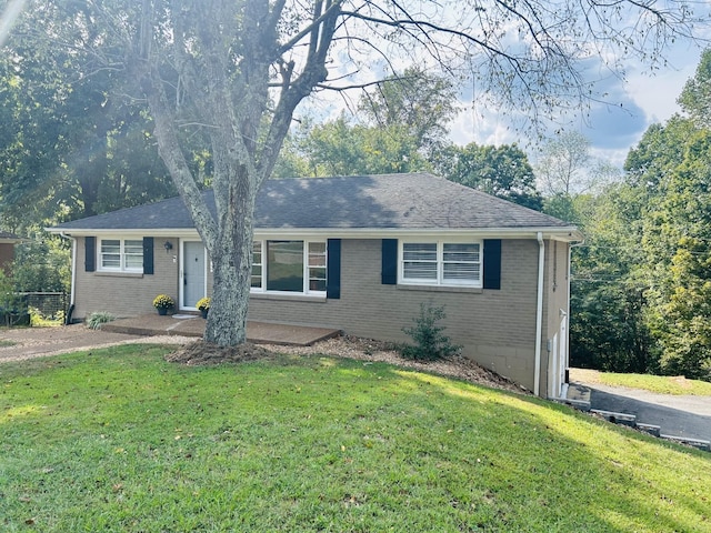 ranch-style house featuring a front yard