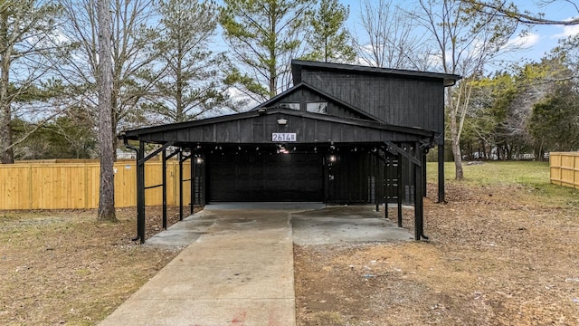 view of garage