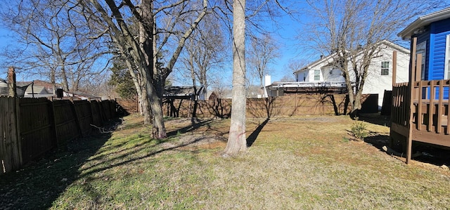 view of yard featuring a fenced backyard