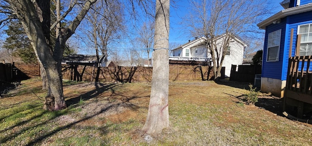 view of yard with a fenced backyard