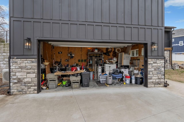 garage featuring central AC unit