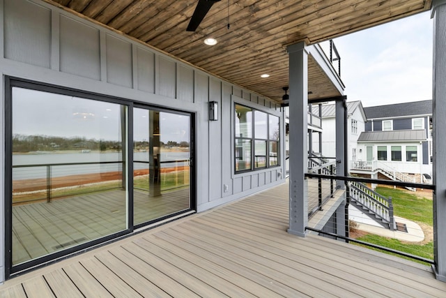 deck with a water view