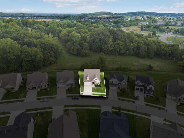 drone / aerial view with a residential view