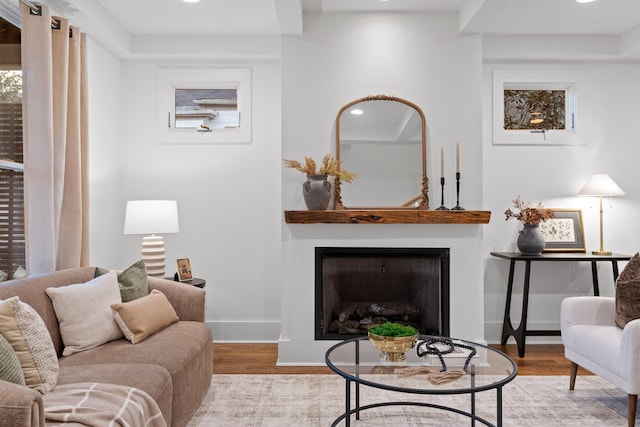 living room with light wood-type flooring