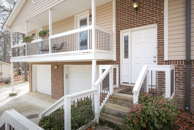 entrance to property featuring a garage