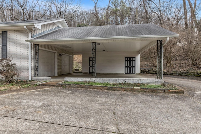 view of front of property with a garage