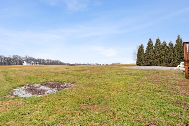 view of yard with a rural view