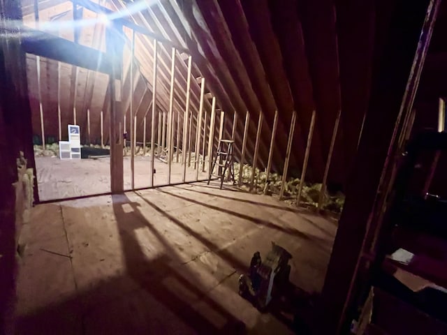 view of unfinished attic