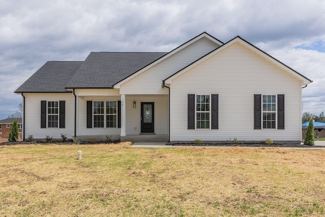 view of front of property with a front lawn