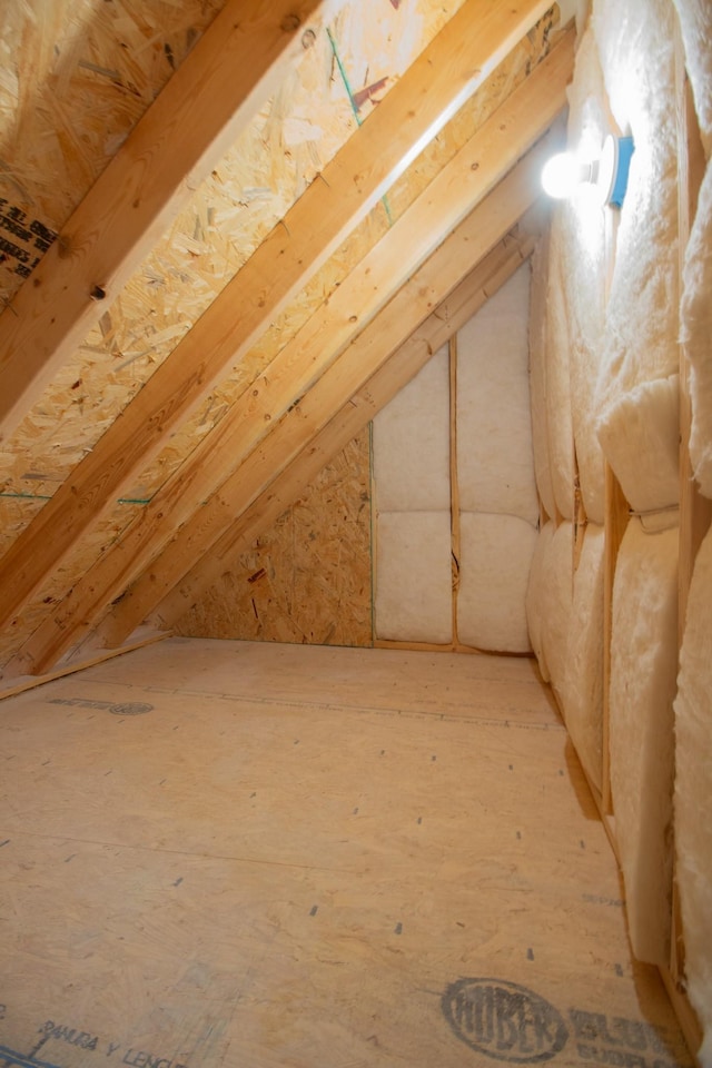 view of unfinished attic