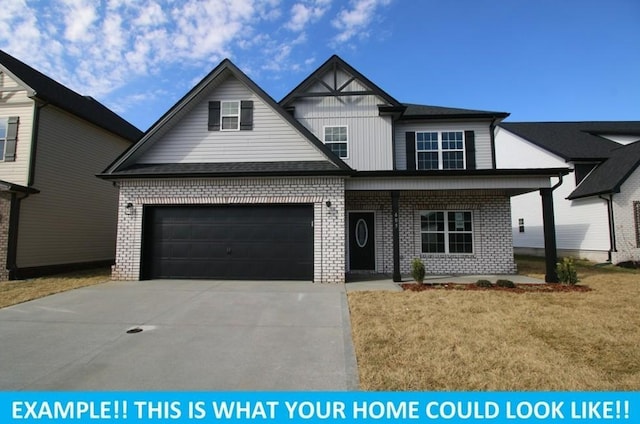 view of front facade featuring a garage and a front lawn