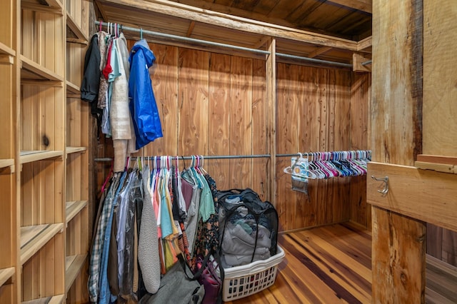 spacious closet with hardwood / wood-style floors