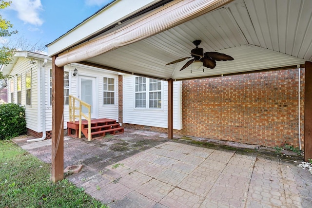 view of patio / terrace featuring ceiling fan