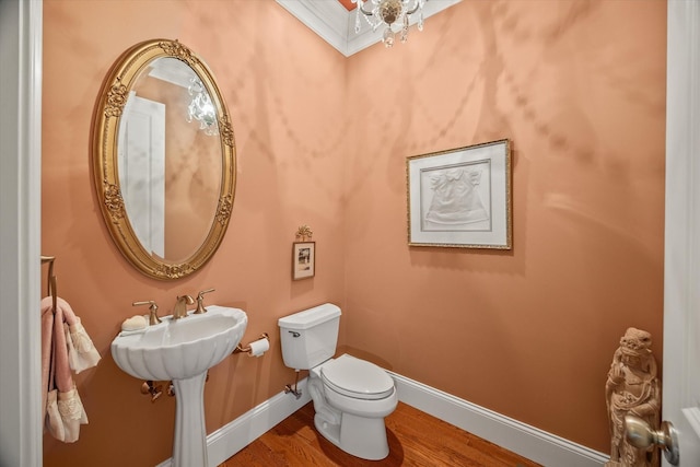 bathroom with hardwood / wood-style flooring and toilet