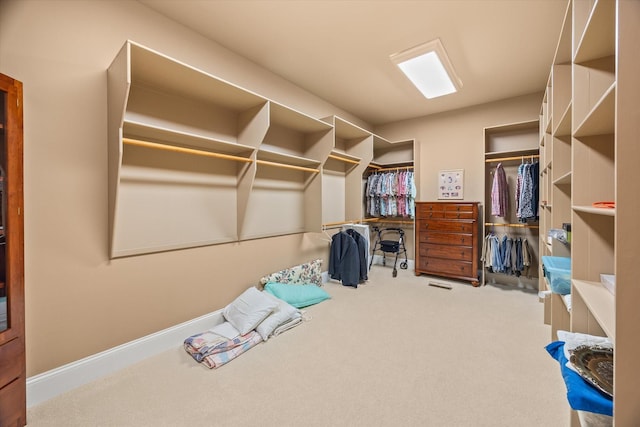 walk in closet with carpet