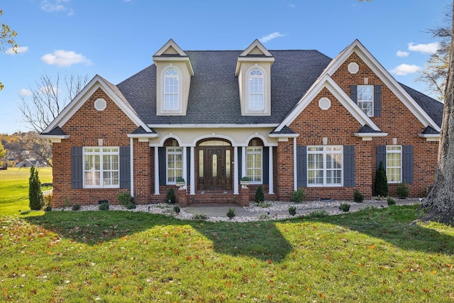 view of front property featuring a front yard and covered porch