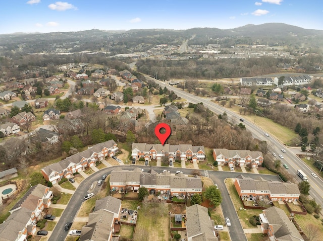 bird's eye view with a mountain view