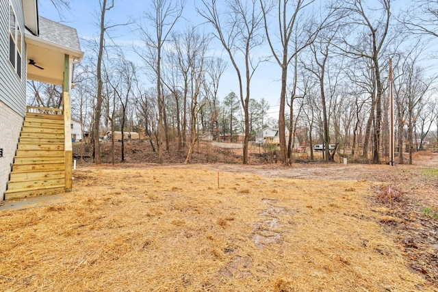 view of yard with ceiling fan