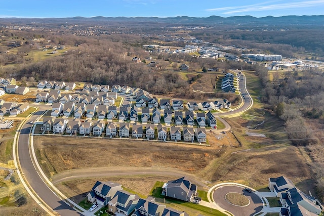 drone / aerial view with a mountain view