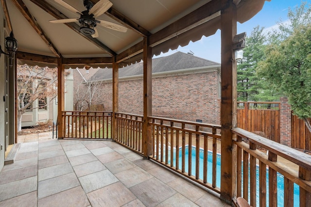 balcony with ceiling fan