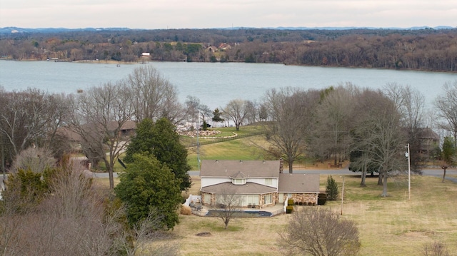 bird's eye view featuring a water view