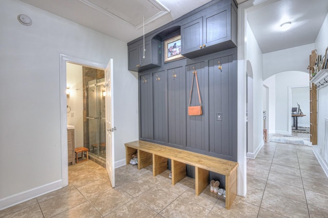 mudroom featuring light tile patterned floors