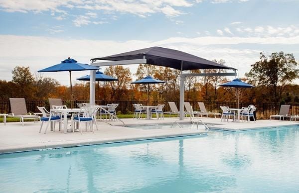 view of swimming pool with a patio area