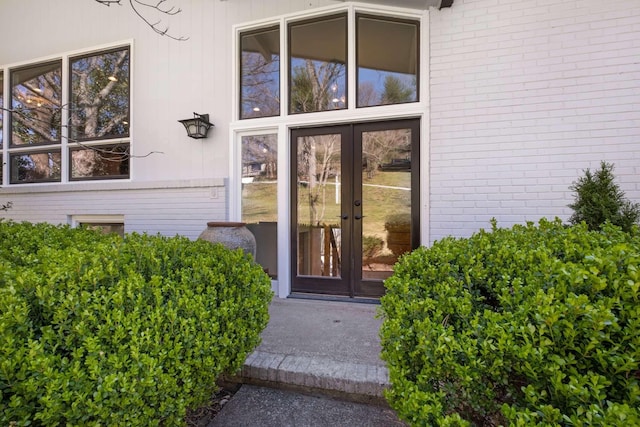 doorway to property featuring french doors