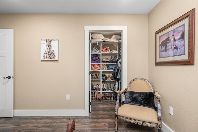 living area featuring dark hardwood / wood-style floors