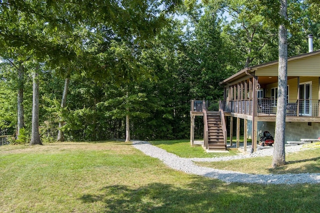 view of yard featuring a deck